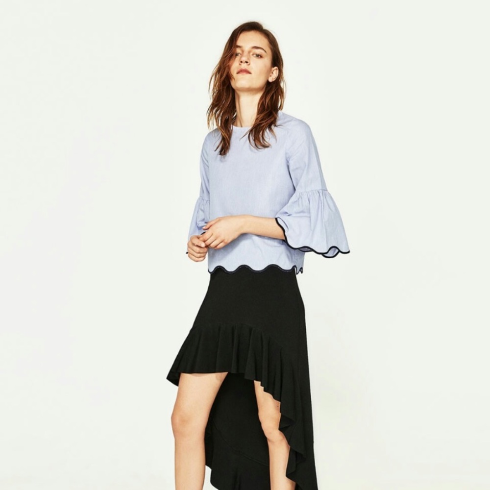 Zara Basics Collection Bell Sleeve Top
